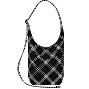 BAGGU Black and White Plaid Shoulder Bag